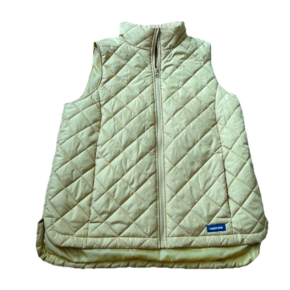 Lands' End Puffer Vest Men Medium Primaloft Insulated Packable Yellow‎